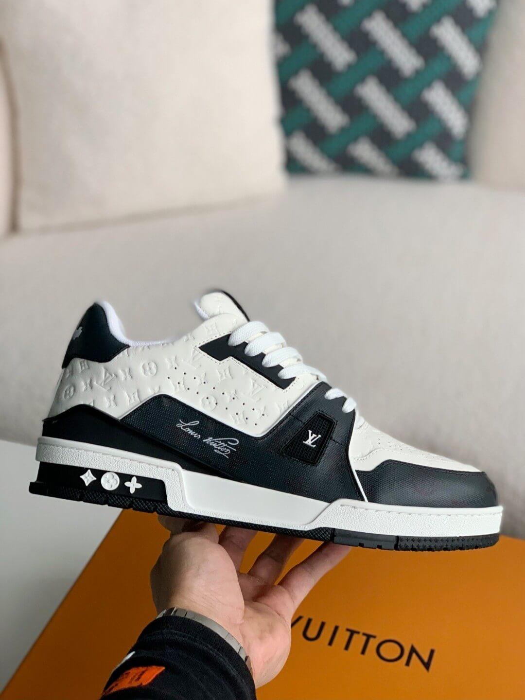 LV White Black Trainer Sneaker - tntwear1