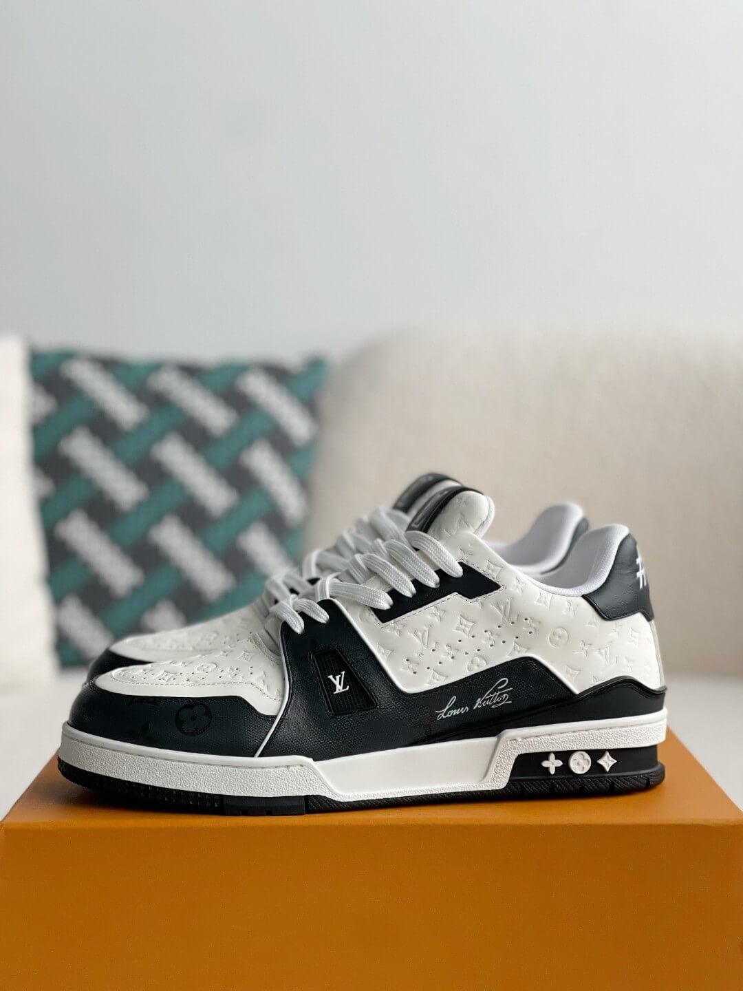 LV White Black Trainer Sneaker - tntwear1