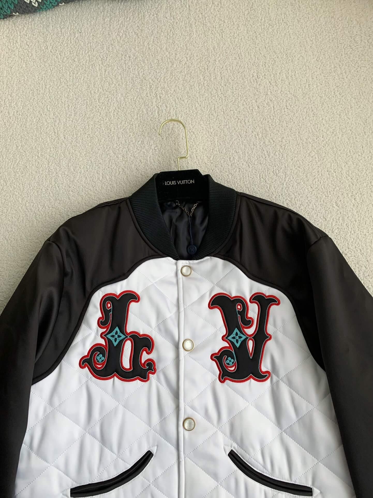 Louis Vuitton Monogram White Varsity Jacket - tntwear1