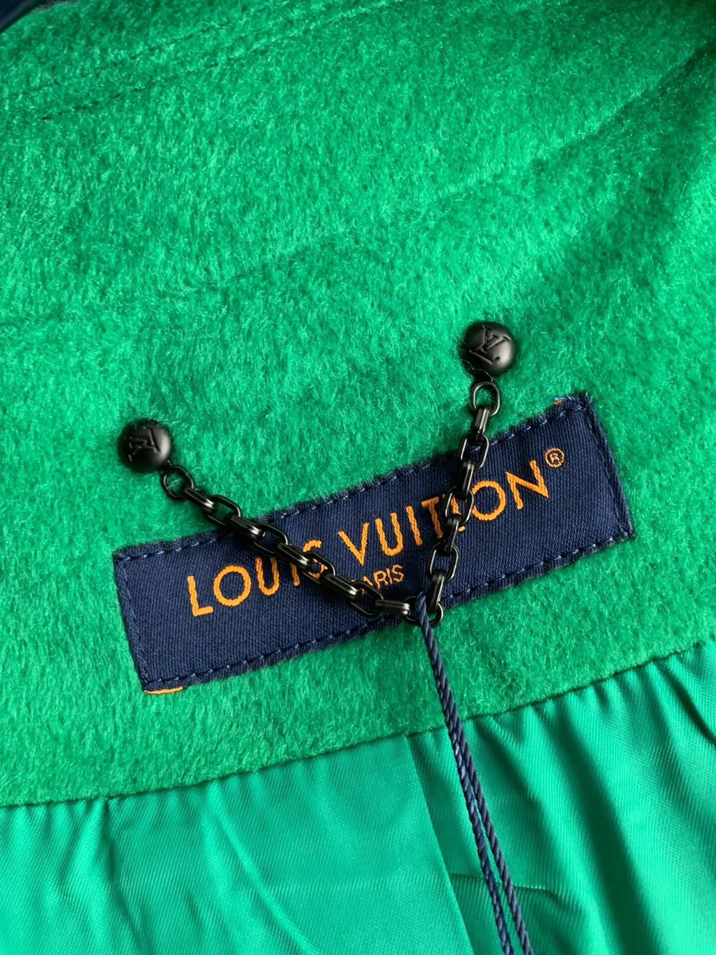 LV Leather Green Varsity Jacket - tntwear1