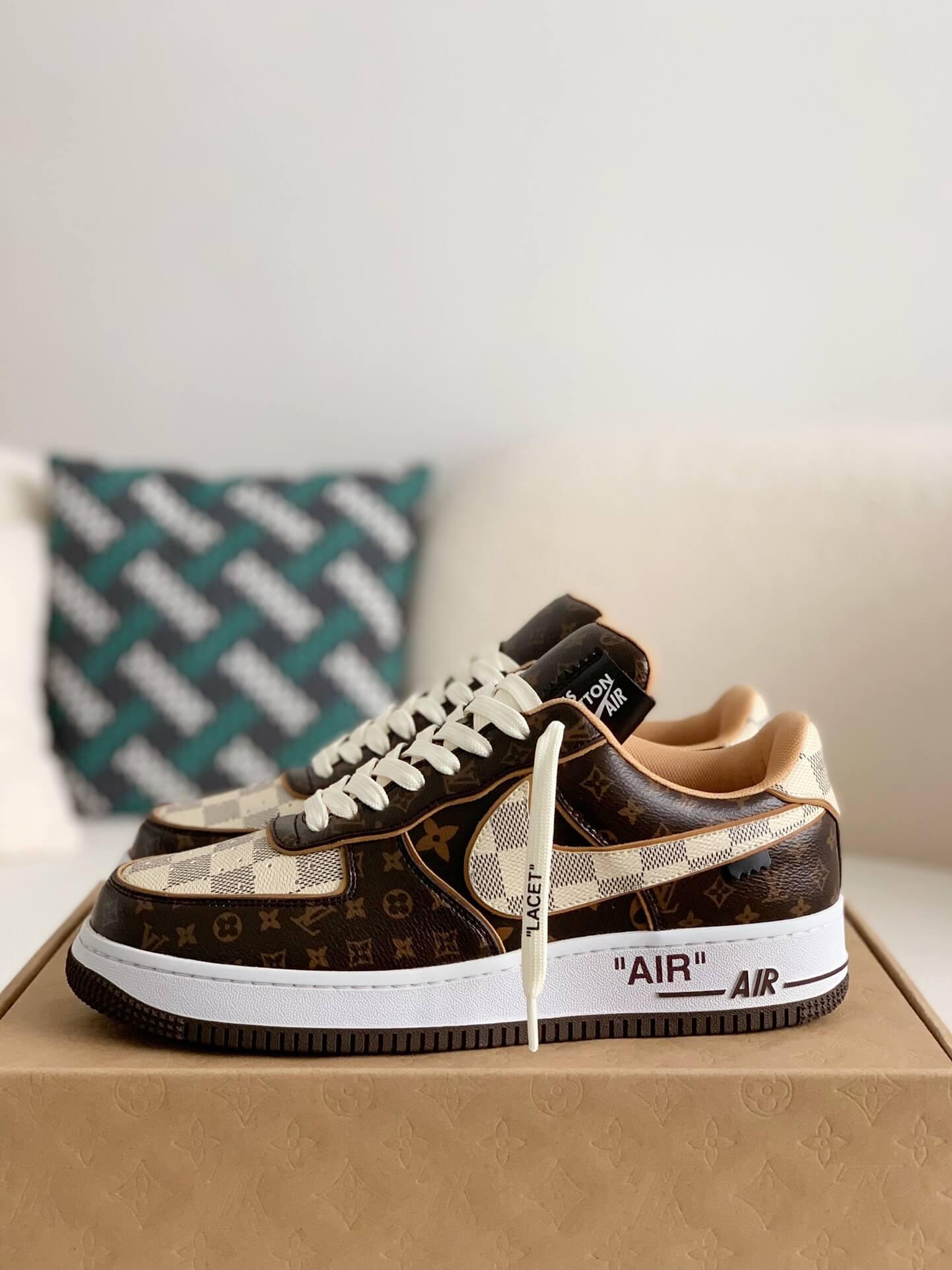 Custom LV X Air Force 1 Low Trainer Brown Monogram Sneakers - tntwear1