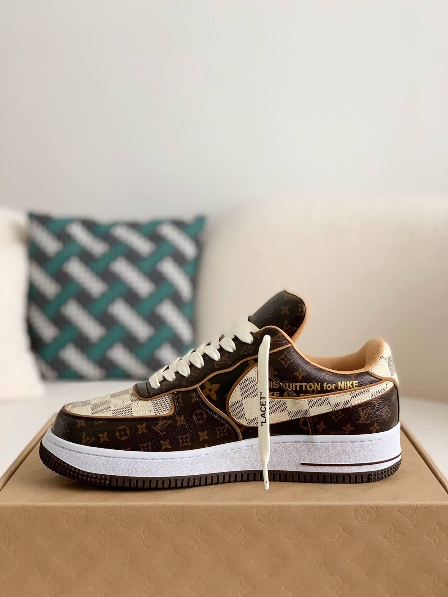 Custom LV X Air Force 1 Low Trainer Brown Monogram Sneakers - tntwear1