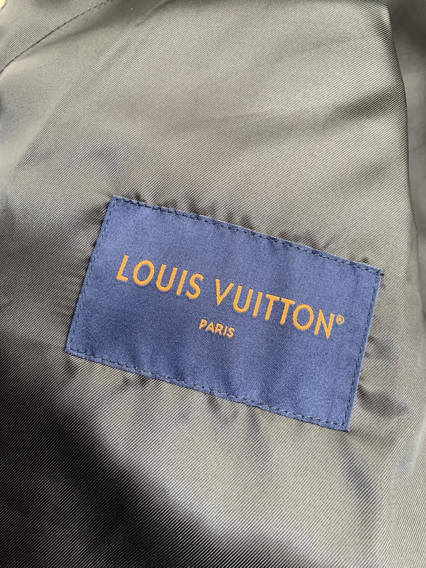 Luis Vuitton LV Embroidered Yellow Varsity Jacket - tntwear1