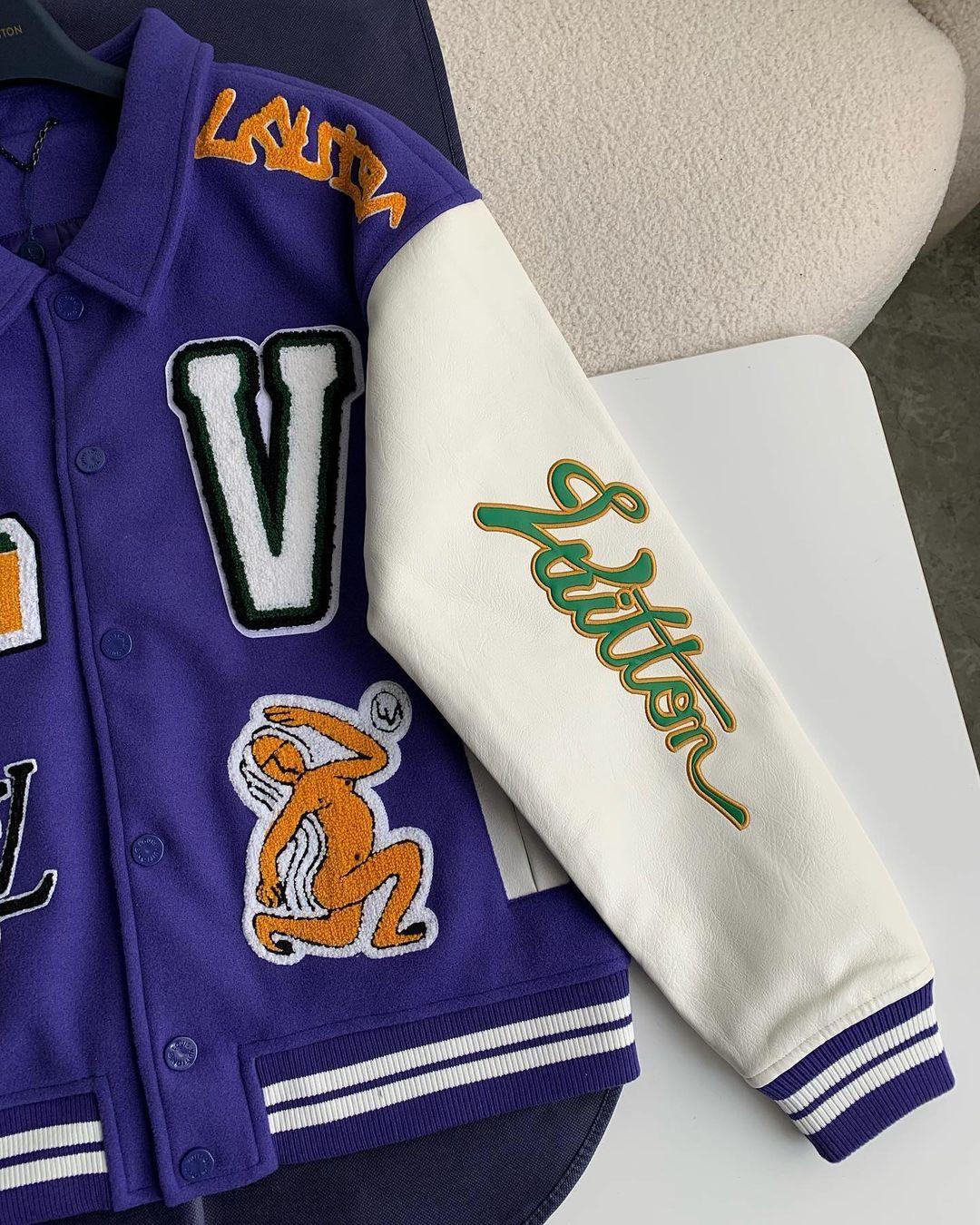 Luis Vuitton LV Varsity Jacket Purple - tntwear1