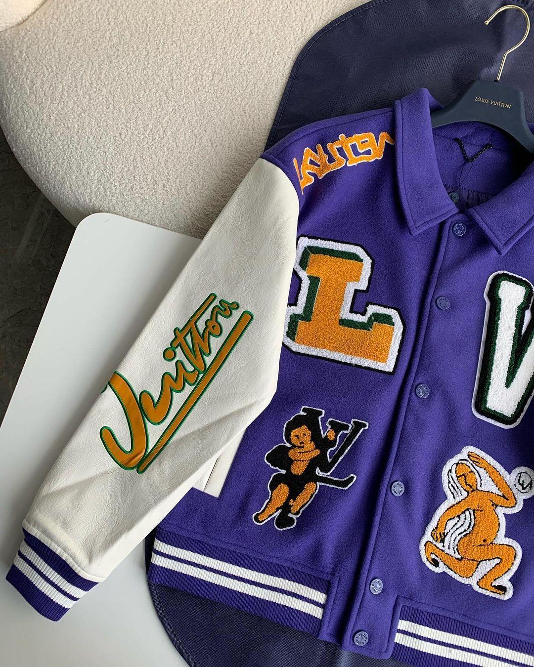 Luis Vuitton LV Varsity Jacket Purple - tntwear1