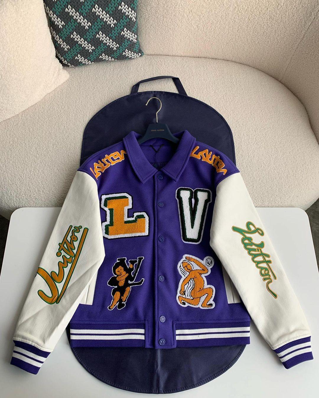 Luis Vuitton LV Varsity Jacket Purple - tntwear1