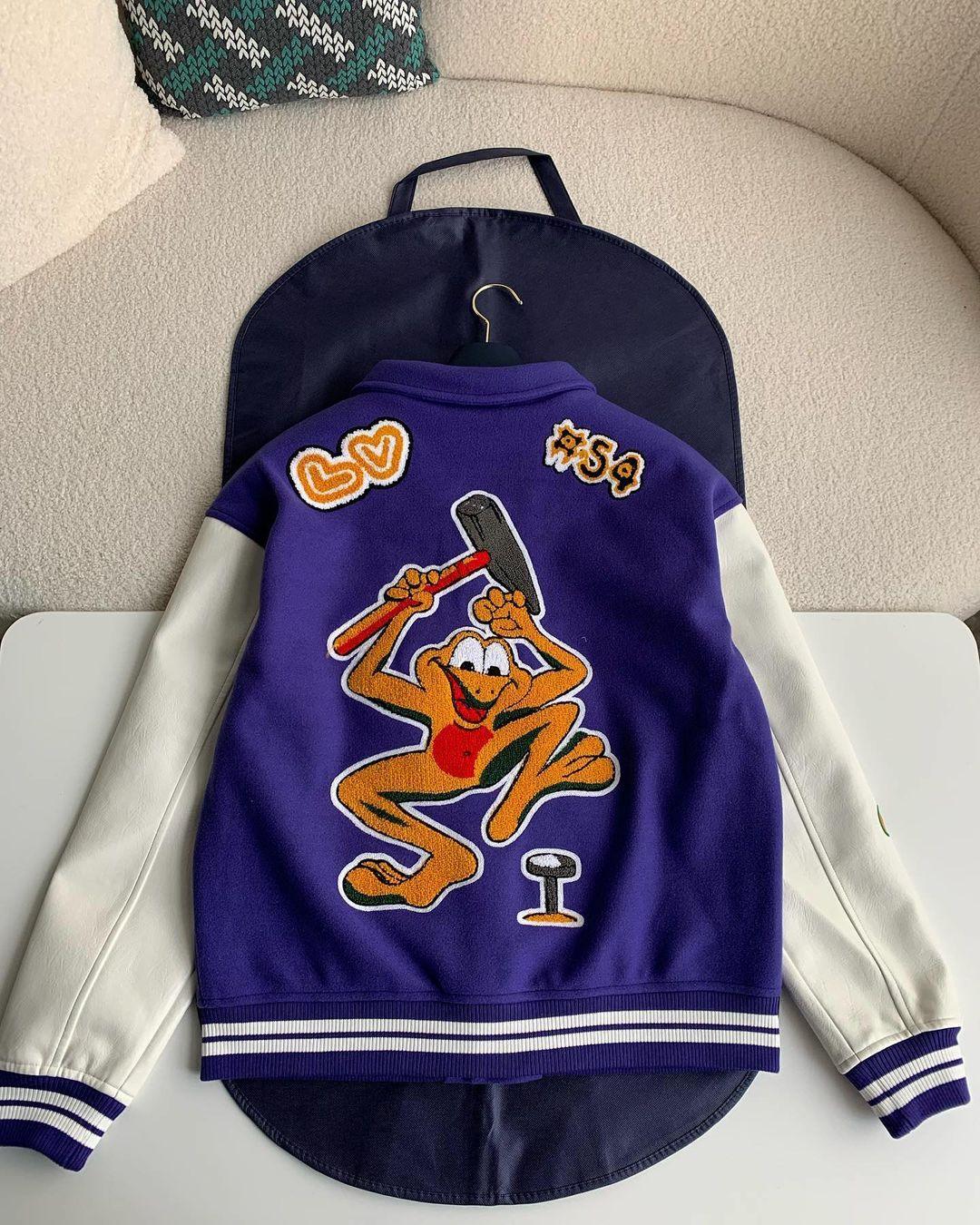 Luis Vuitton LV Varsity Jacket Purple - tntwear1