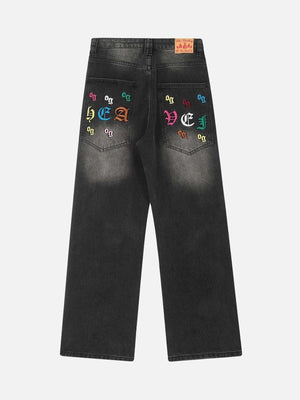 Tntwear® - American Gothic Letter Embroidered Jeans - 1936 - tntwear1