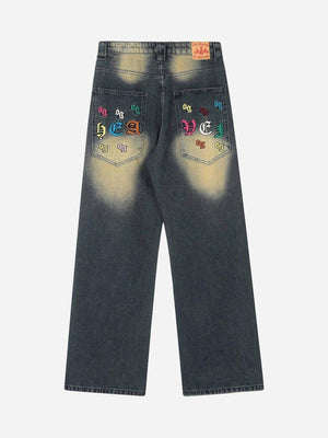 Tntwear® - American Gothic Letter Embroidered Jeans - 1936 - tntwear1