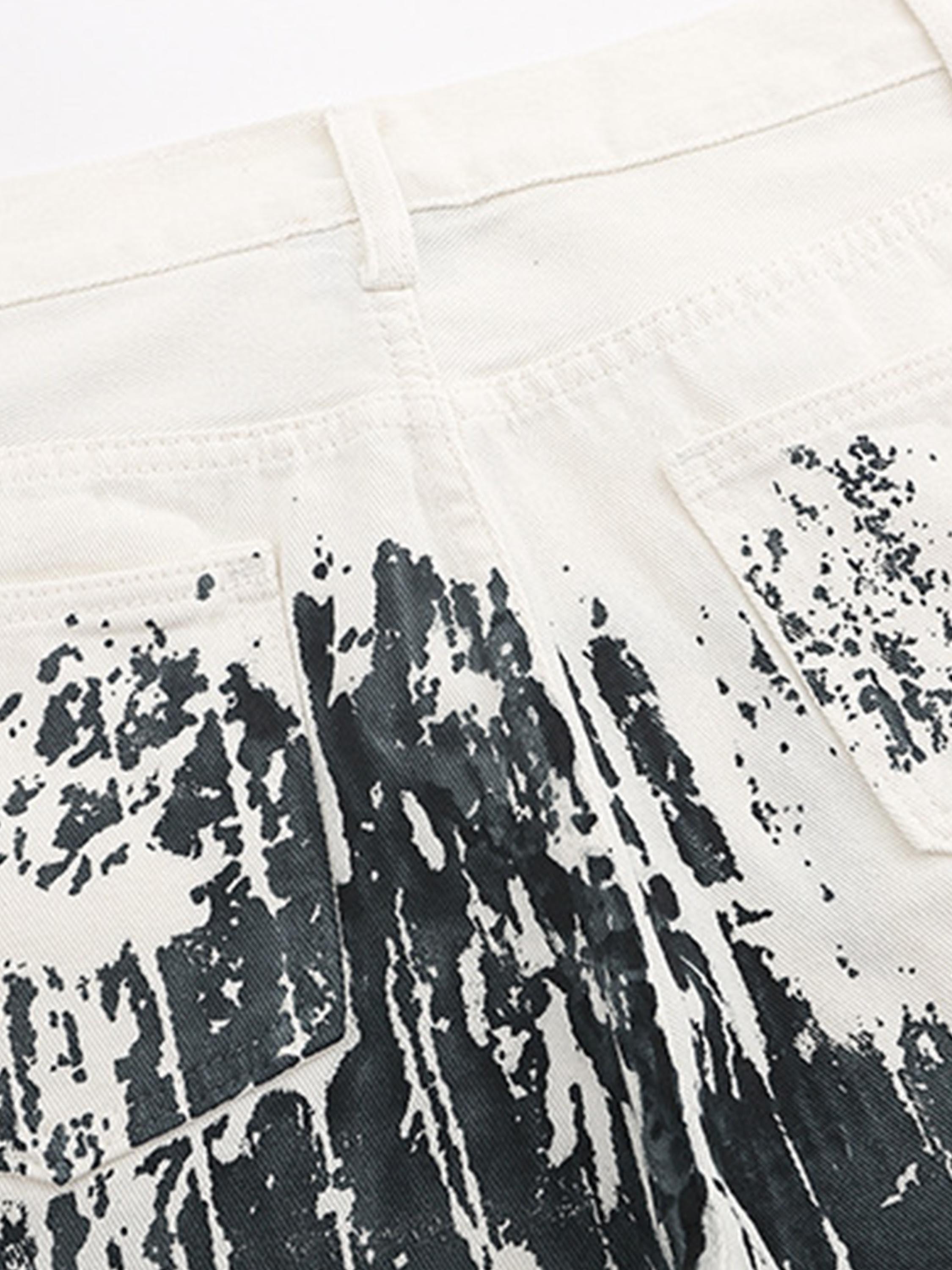 Tntwear® - American Heavy Industry Ink Splash Embroidery Jeans -1403 - tntwear1