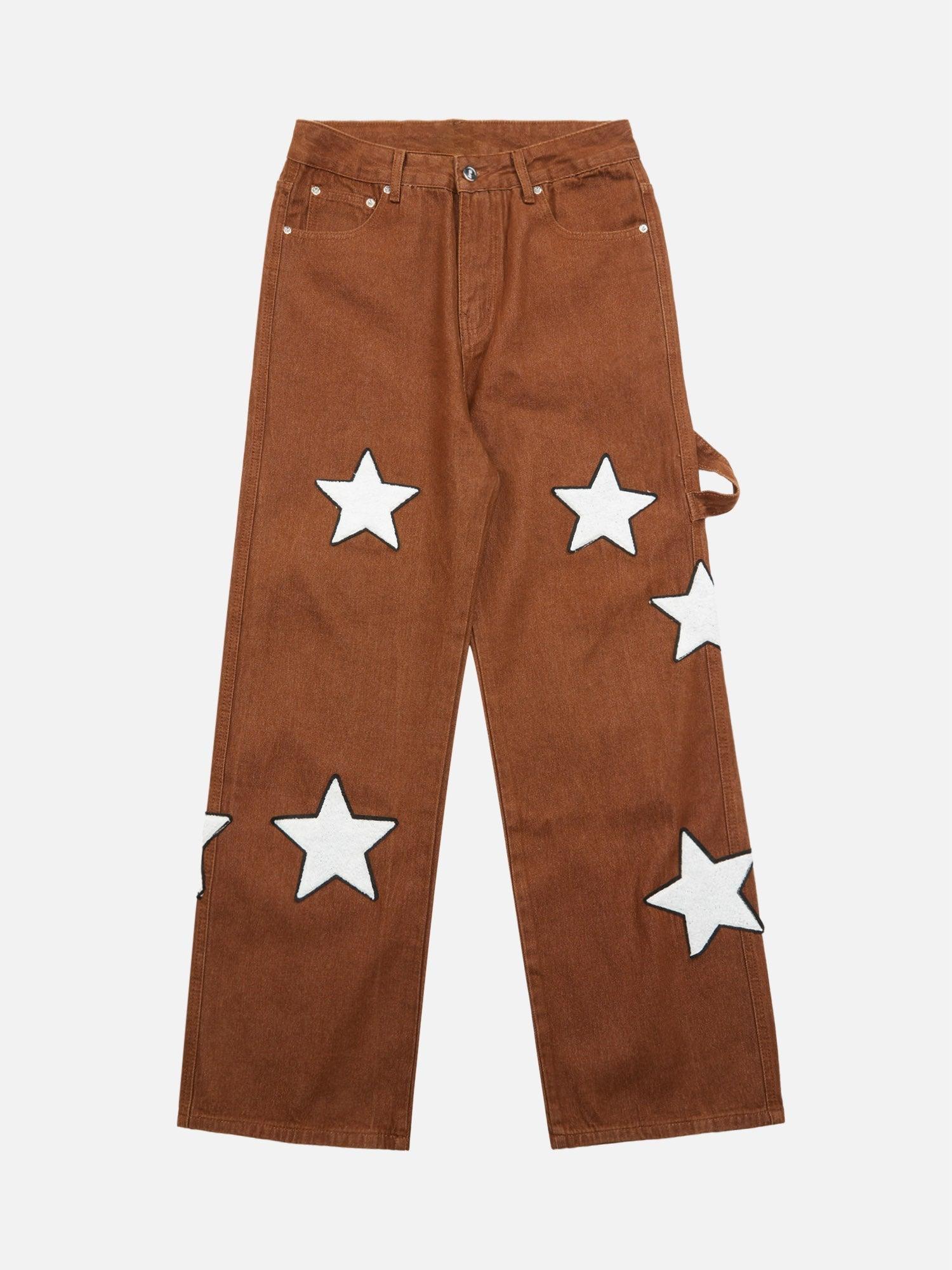 Tntwear® - American Retro Embroidered Five-pointed Star Jeans - tntwear1