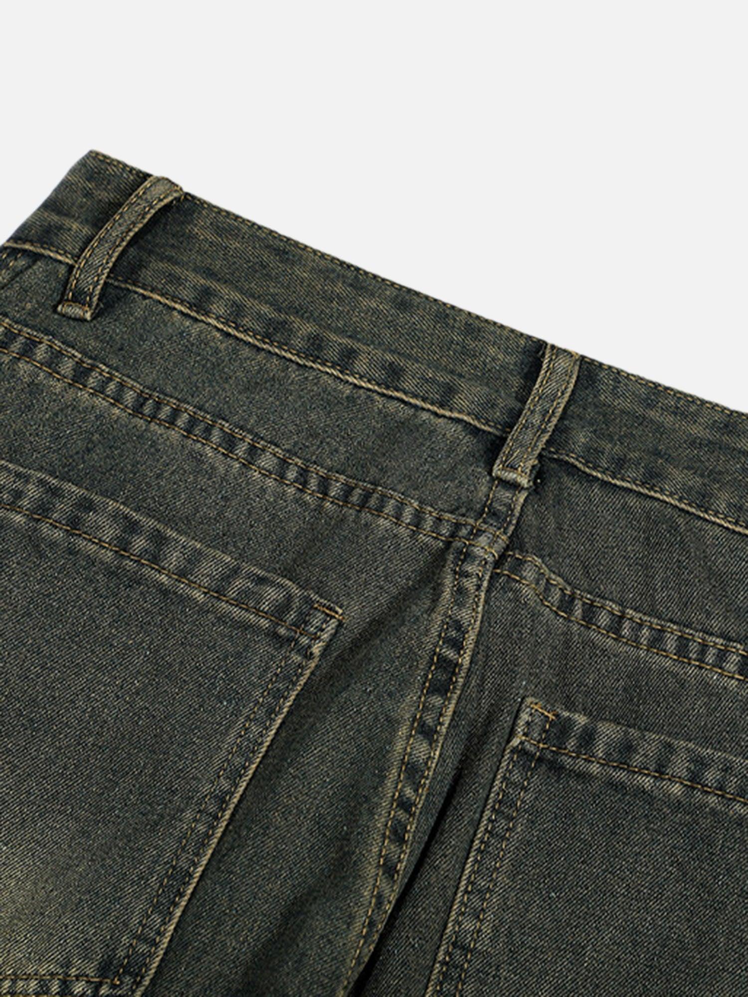 Tntwear® - American Retro Multi-pocket Workwear Washed Jeans - tntwear1