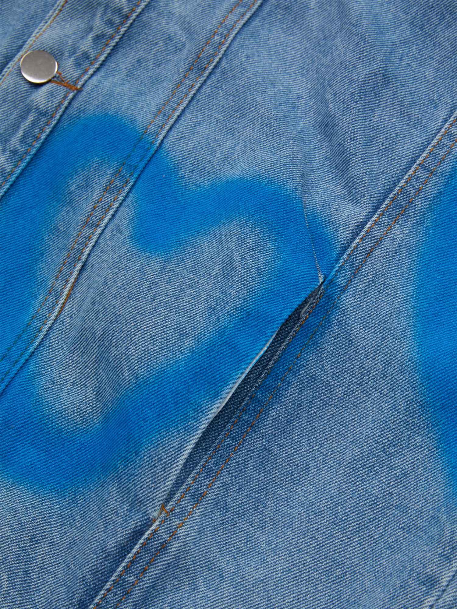 Tntwear® - American Spray-painted Love Sleeveless Denim Jacket - 1972 - tntwear1