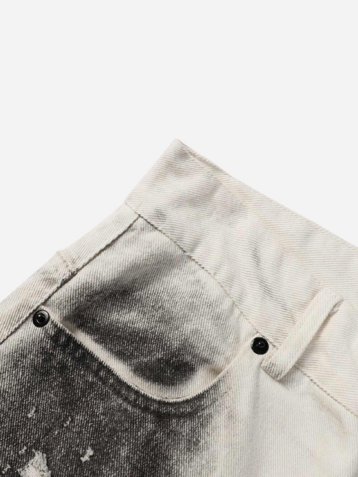 Tntwear® - American Street Fashion Creative Design Washed Jeans - tntwear1