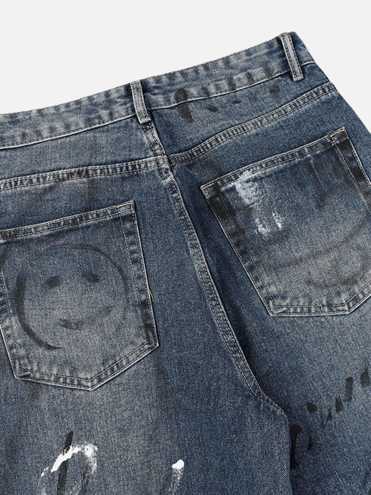 Tntwear® - American Street Fashion Fun Graffiti Washed Distressed Jeans - tntwear1