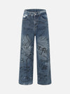 Tntwear® - American Street Fashion Fun Graffiti Washed Distressed Jeans - tntwear1