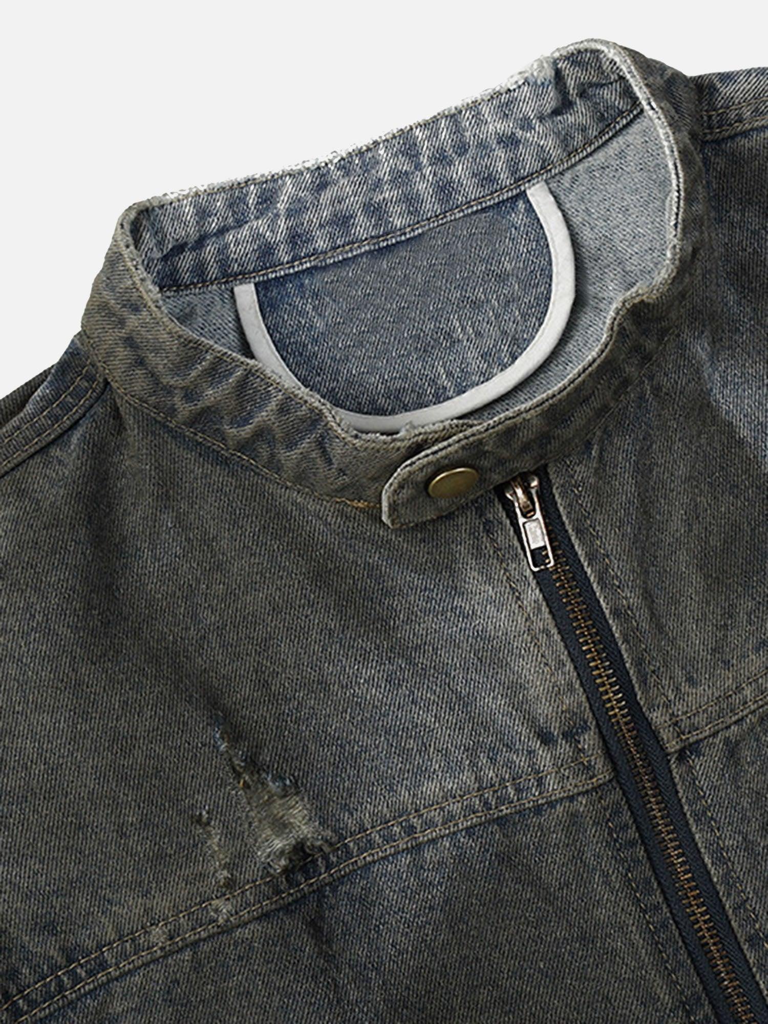 Tntwear® - American Street Fashion Heavy Duty Washed Denim Jacket - tntwear1