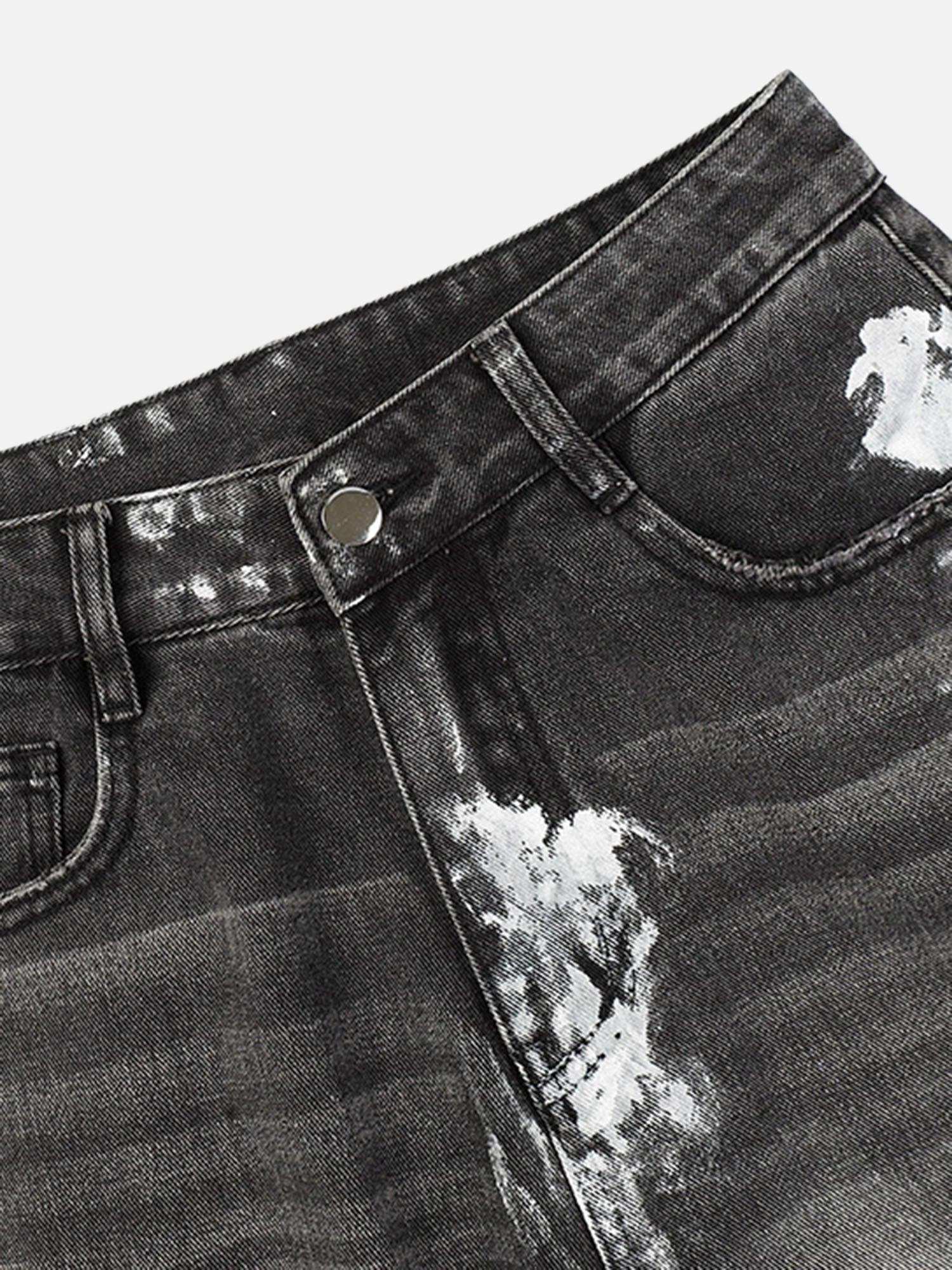 Tntwear® - American Street Fashion Heavy Industry Washed Distressed Jeans - tntwear1