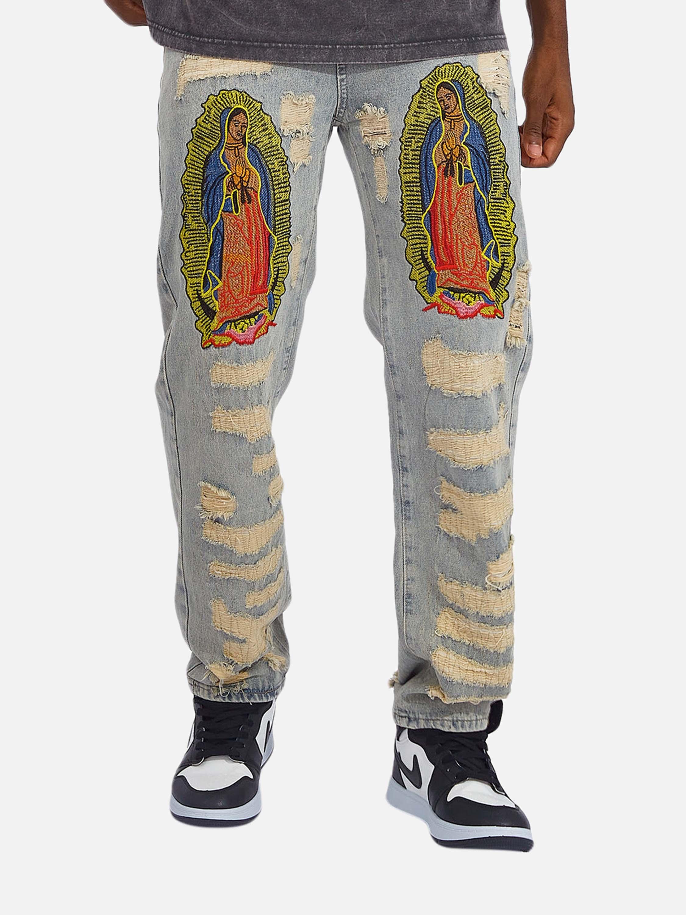 Tntwear® - American Street Style Ripped Embroidered Jeans - 1617 - tntwear1