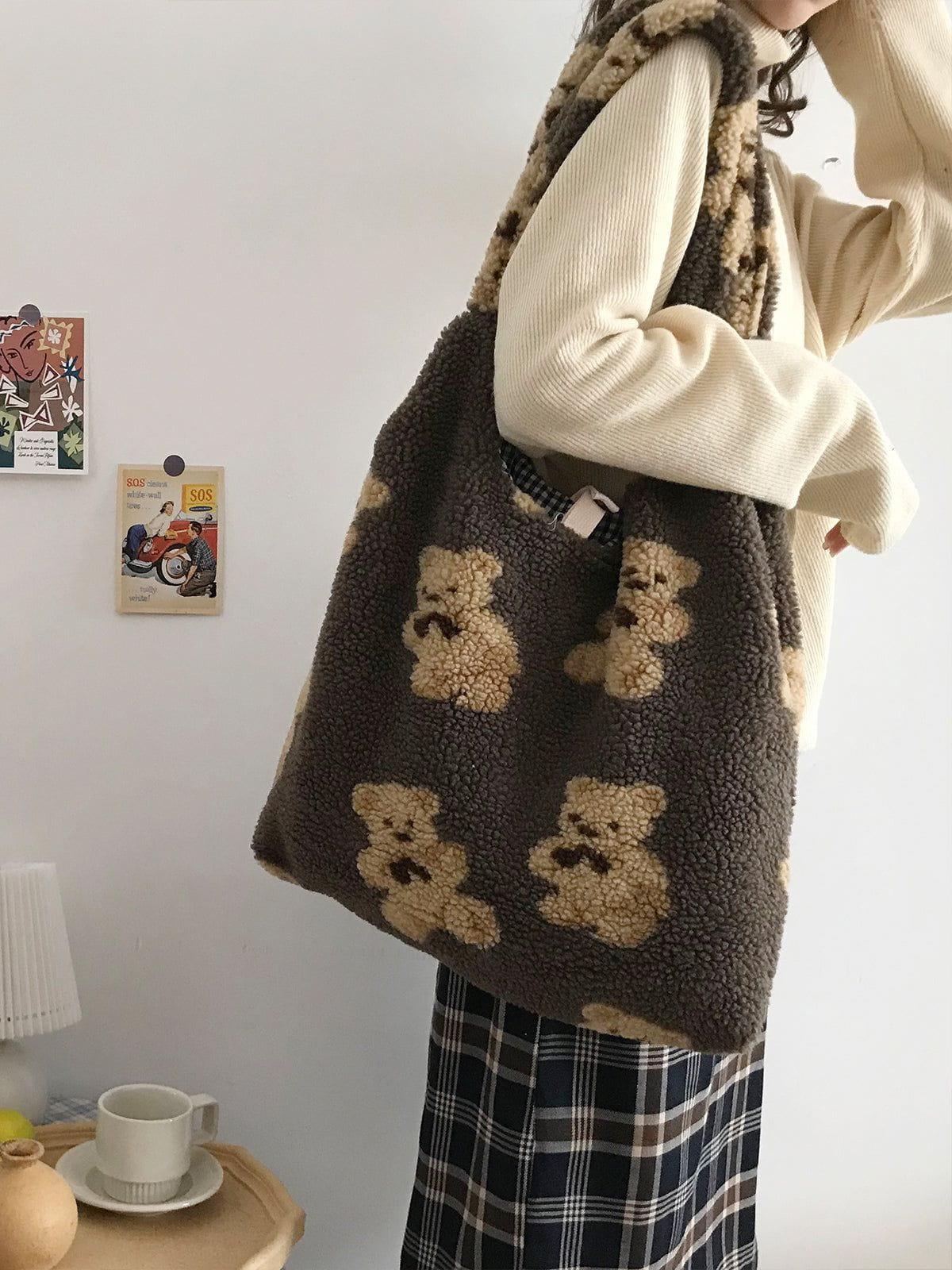 Tntwear® - Bear Pattern Sherpa Bag - tntwear1