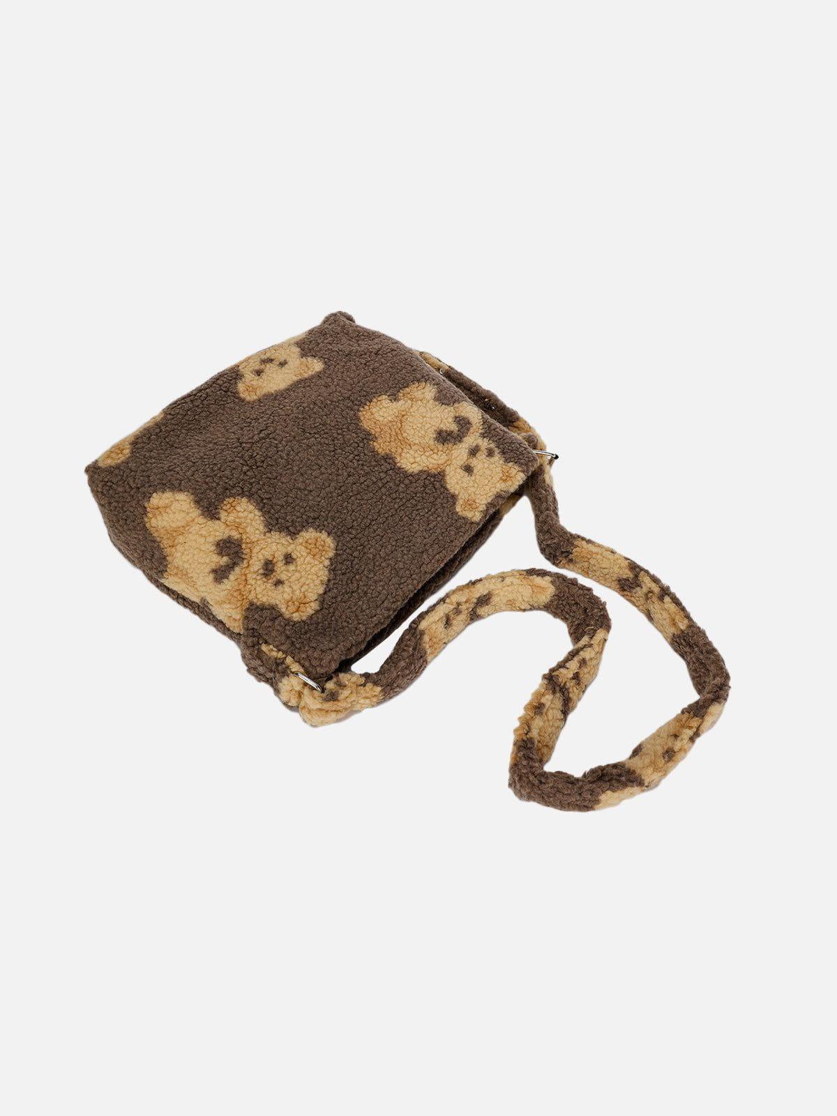 Tntwear® - Bear Print Sherpa Shoulder Bag - tntwear1