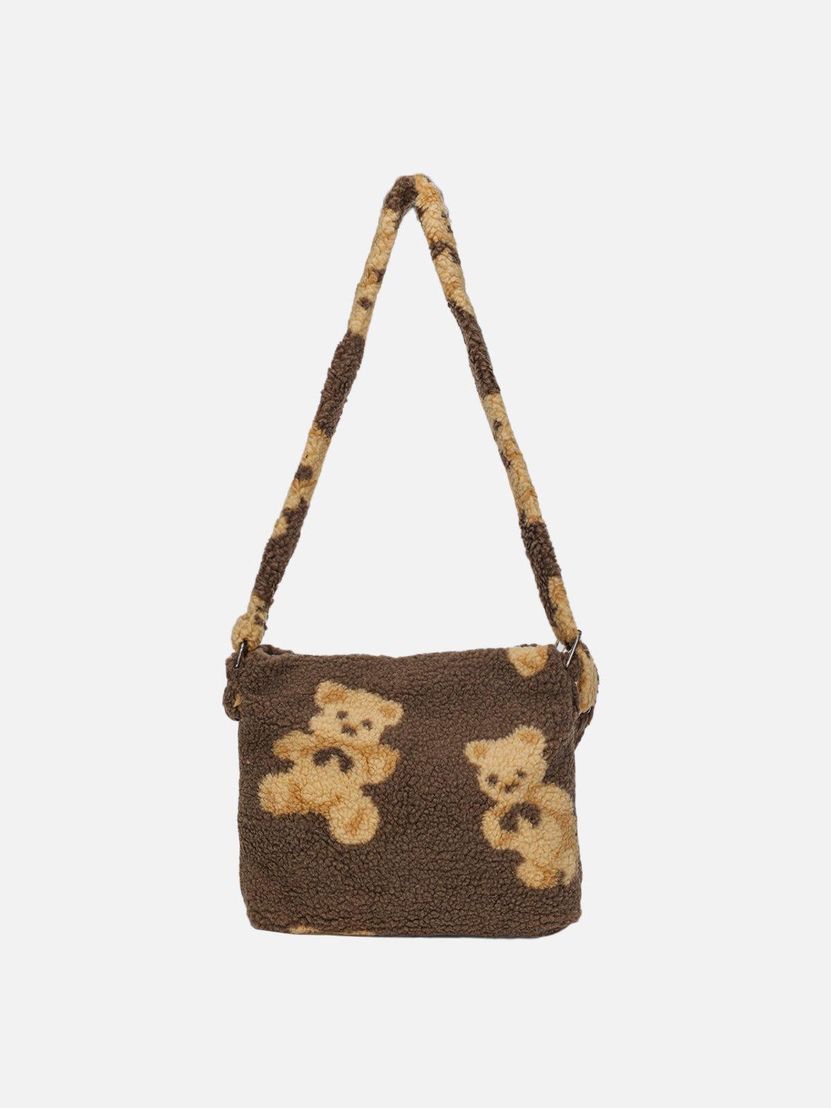 Tntwear® - Bear Print Sherpa Shoulder Bag - tntwear1