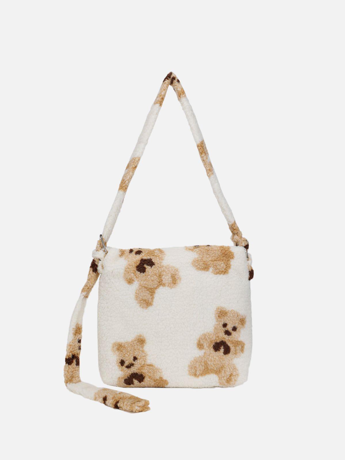 Tntwear® - Bear Print Sherpa Shoulder Bag - tntwear1