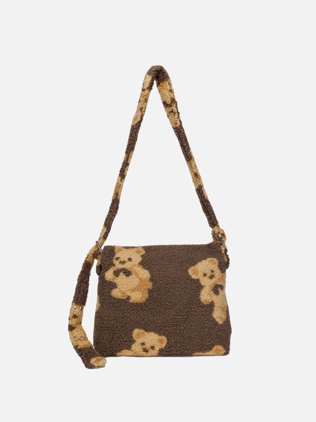 Tntwear® - Bear Print Sherpa Shoulder Bag - tntwear1