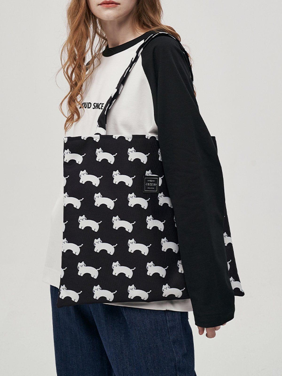 Tntwear® - Cat Print Canvas Shoulder Bag Bag - tntwear1