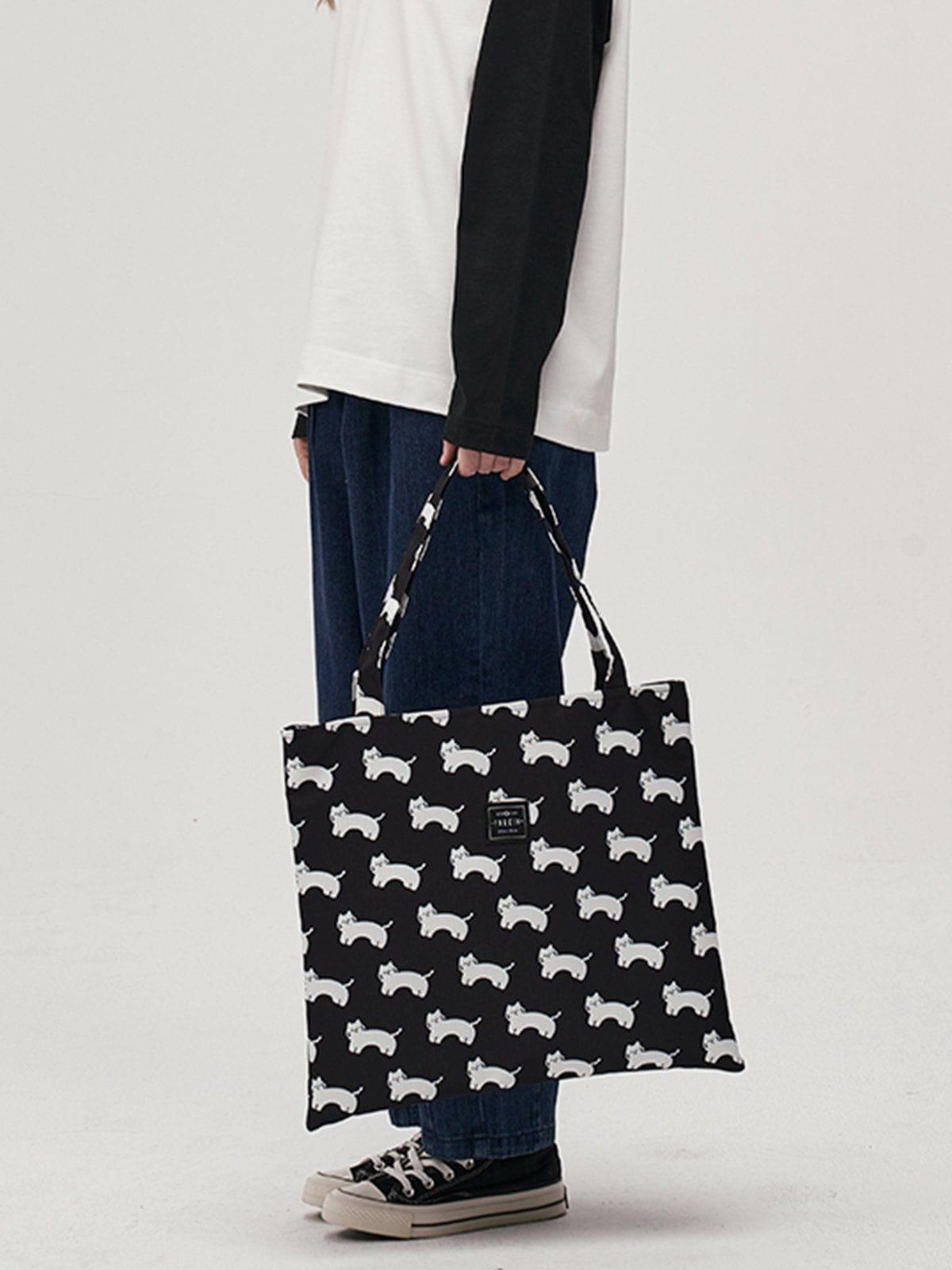 Tntwear® - Cat Print Canvas Shoulder Bag Bag - tntwear1