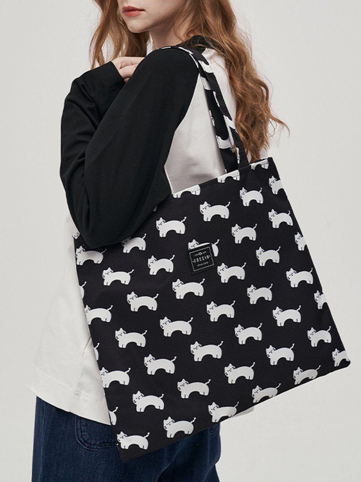 Tntwear® - Cat Print Canvas Shoulder Bag Bag - tntwear1