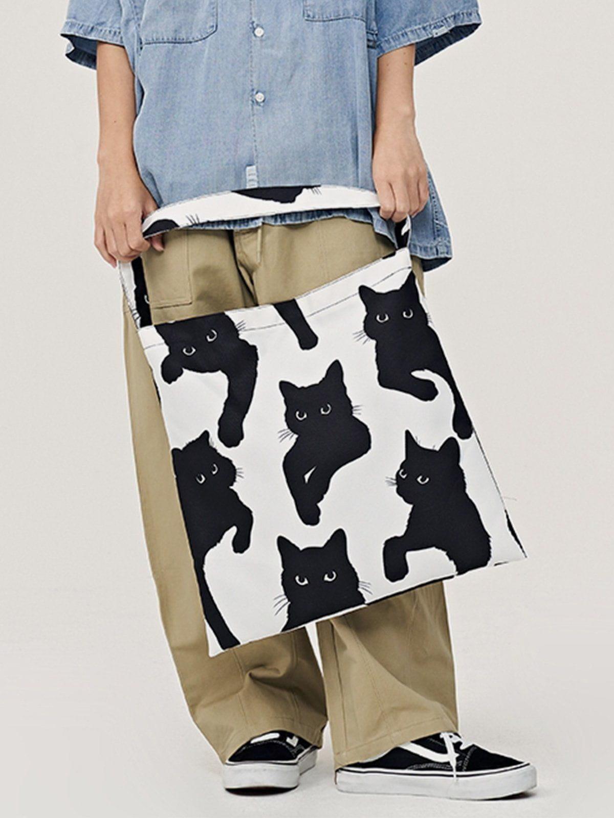 Tntwear® - Cat Print Canvas Shoulder Bag - tntwear1