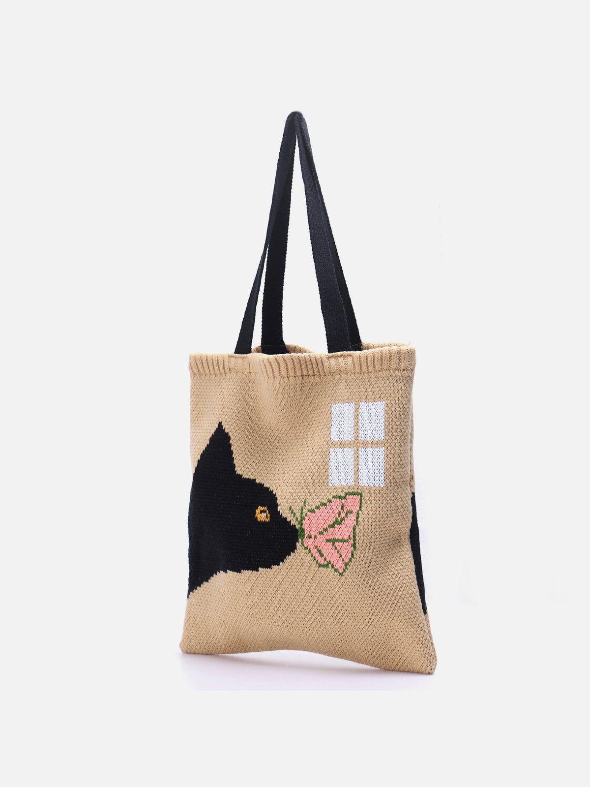 Tntwear® - Cat and Butterfly Knit Bag - tntwear1