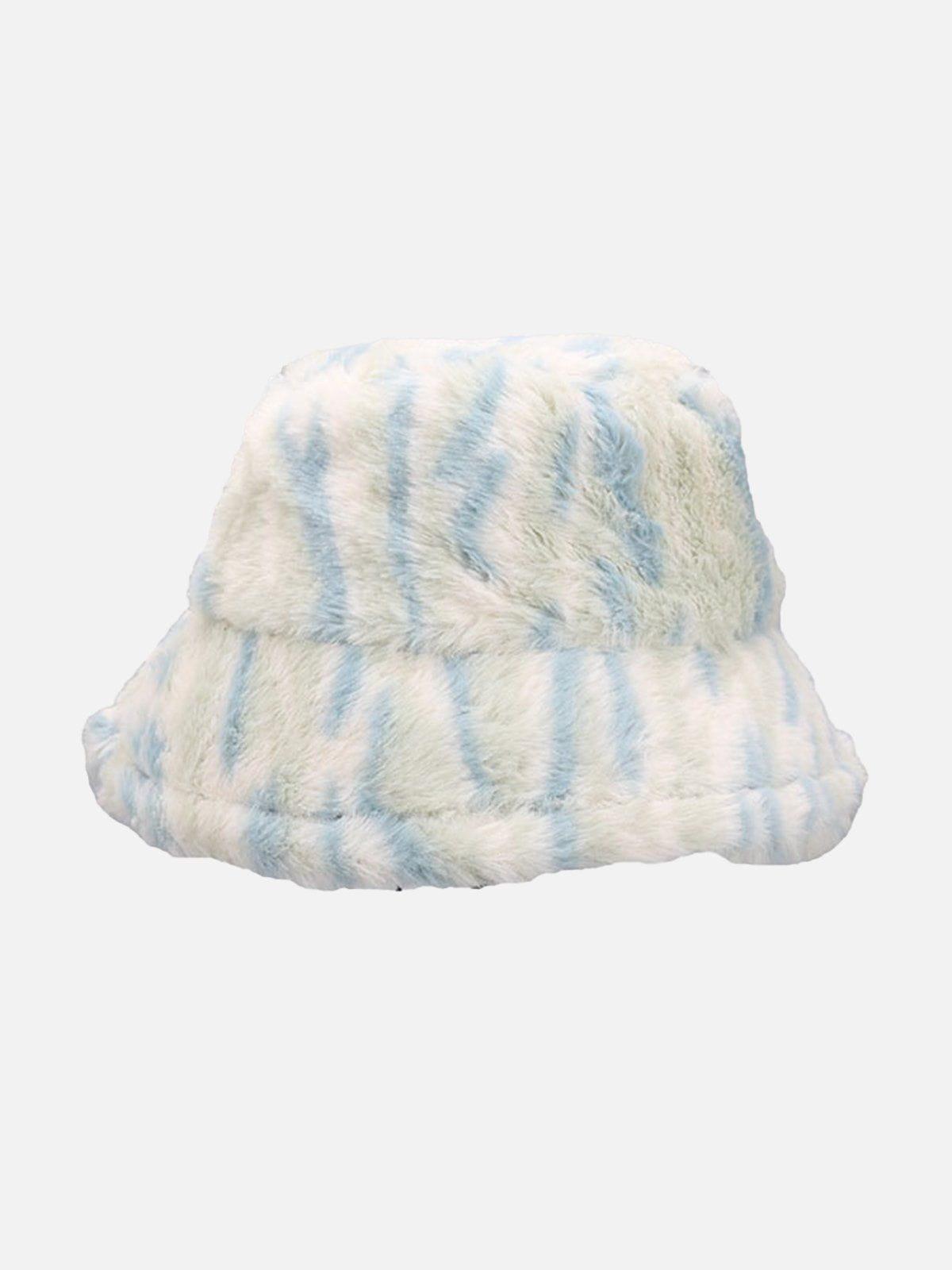 Tntwear® - Contrast Striped Plush Vintage Bucket Hat - tntwear1