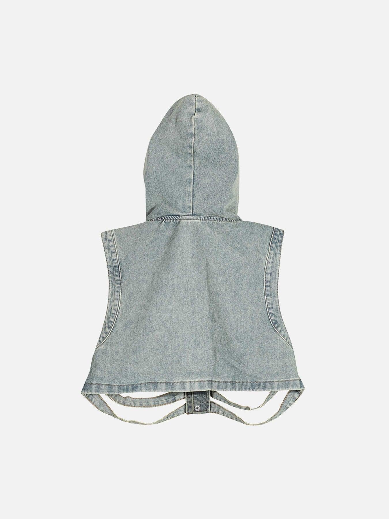 Tntwear® - Dark Skeleton Hooded Denim Vest - 1637 - tntwear1