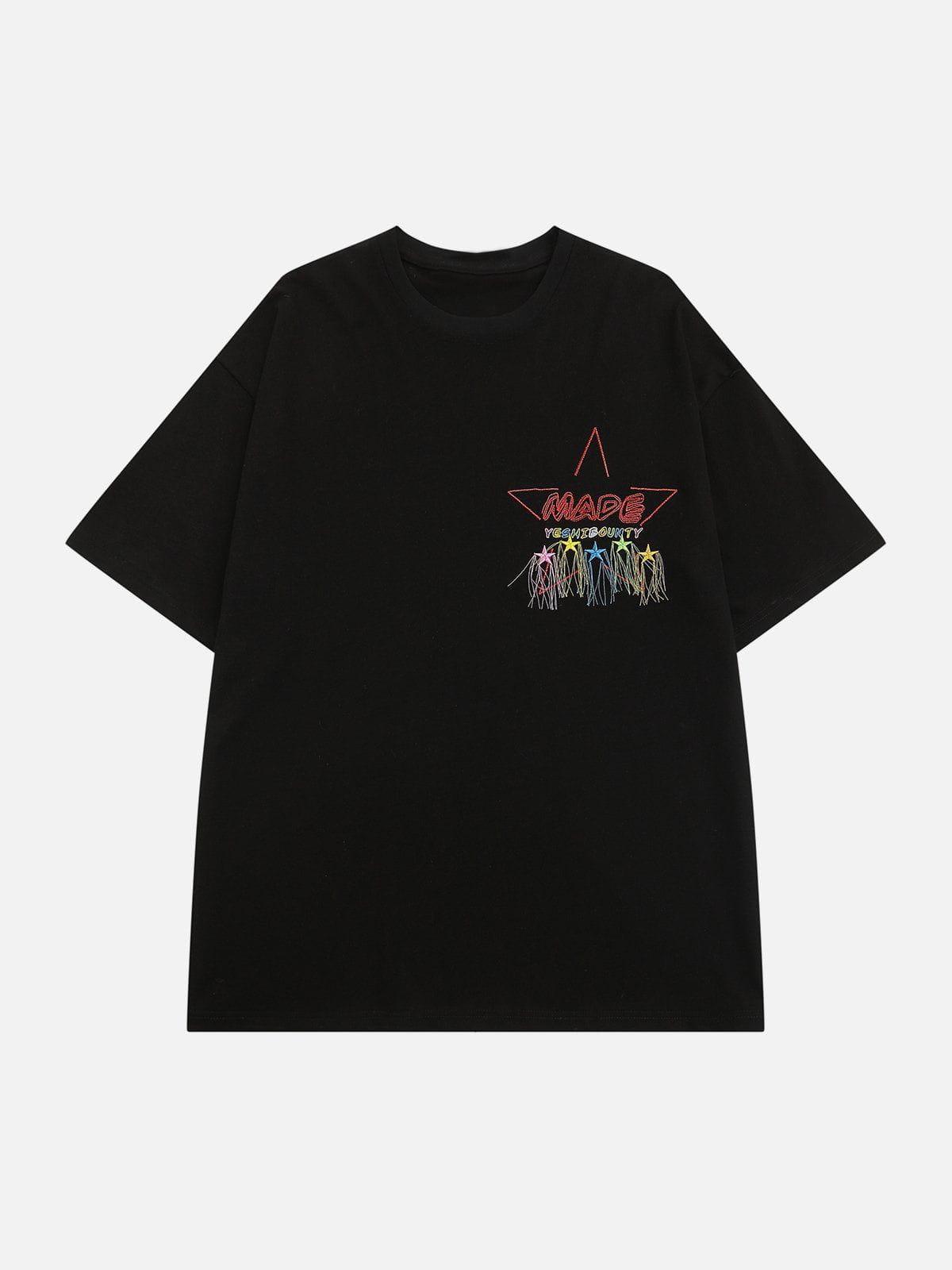 Tntwear® - Embroidery Colorful Star Tassel Tee - tntwear1