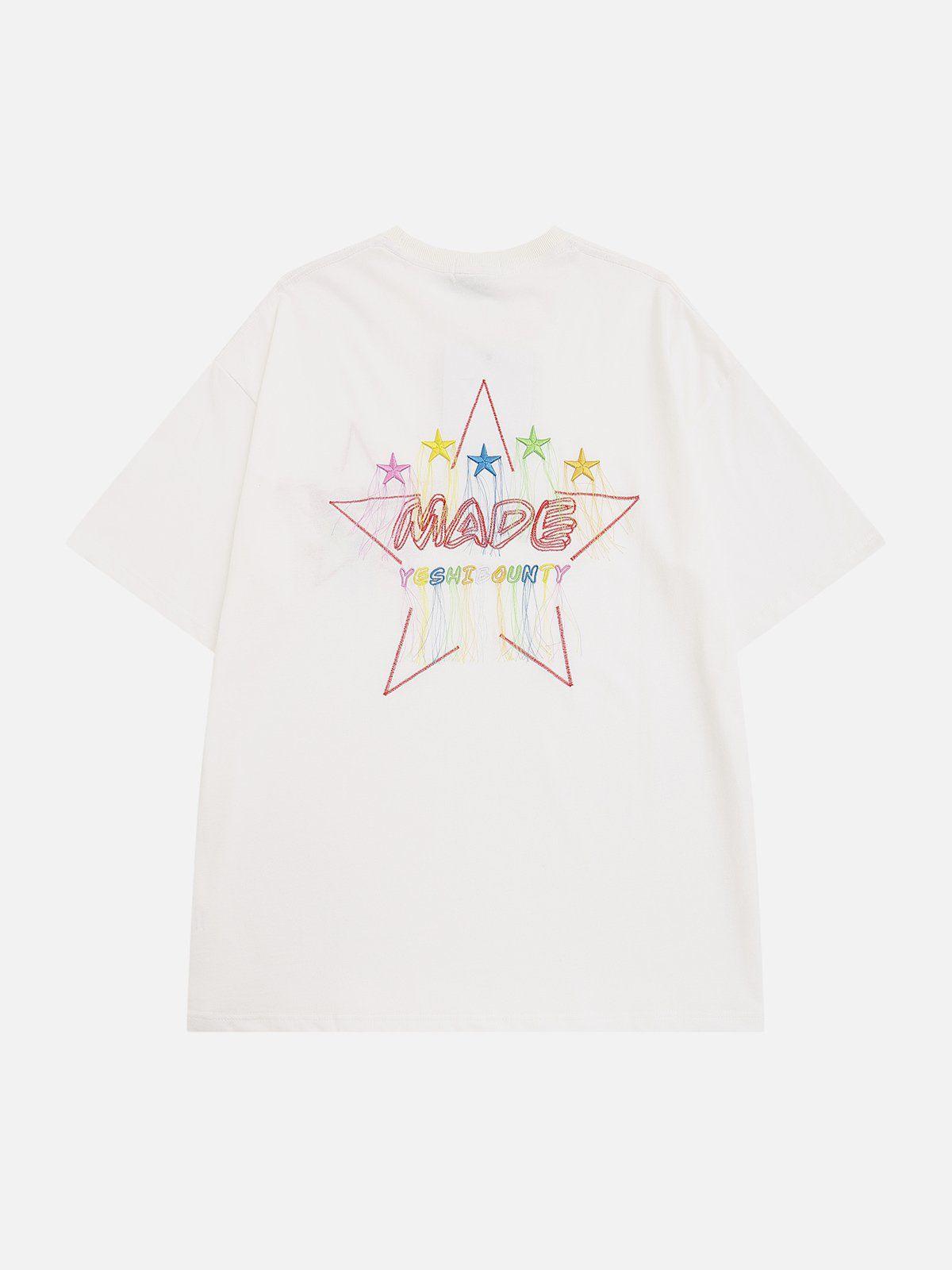 Tntwear® - Embroidery Colorful Star Tassel Tee - tntwear1