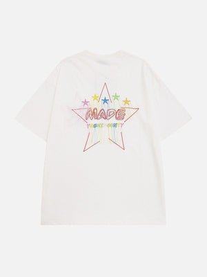 Tntwear® - Embroidery Colorful Star Tassel Tee - tntwear1