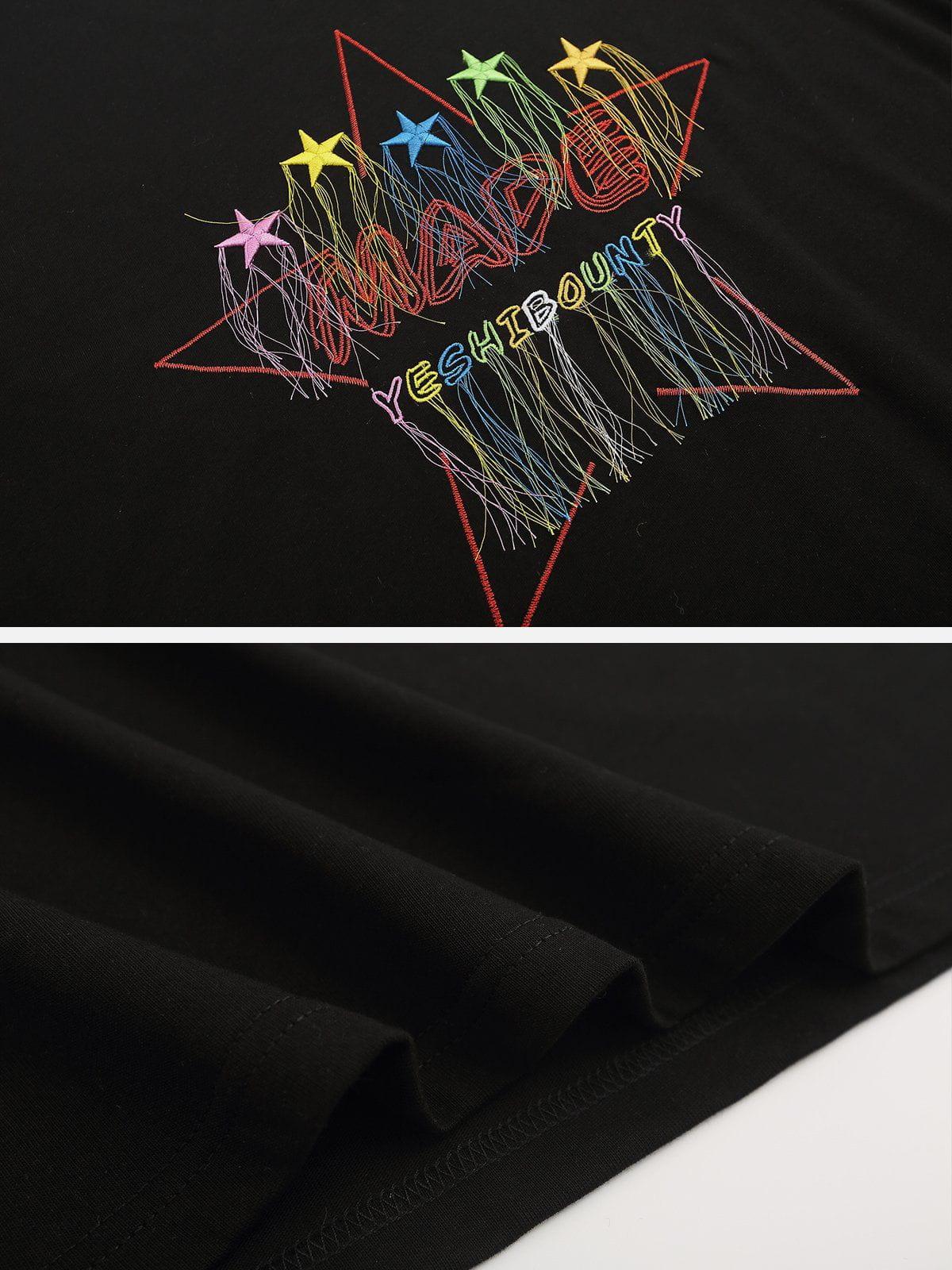 Tntwear® - Embroidery Colorful Star Tassel Tee - tntwear1