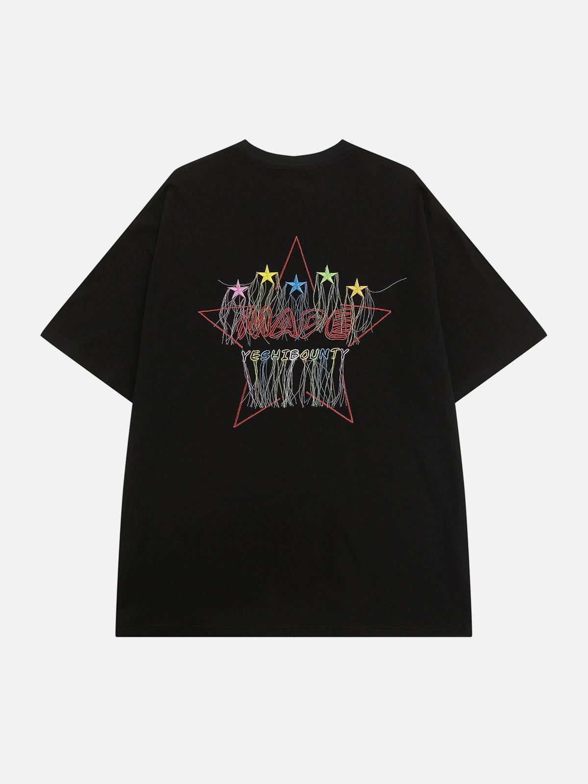 Tntwear® - Embroidery Colorful Star Tassel Tee - tntwear1