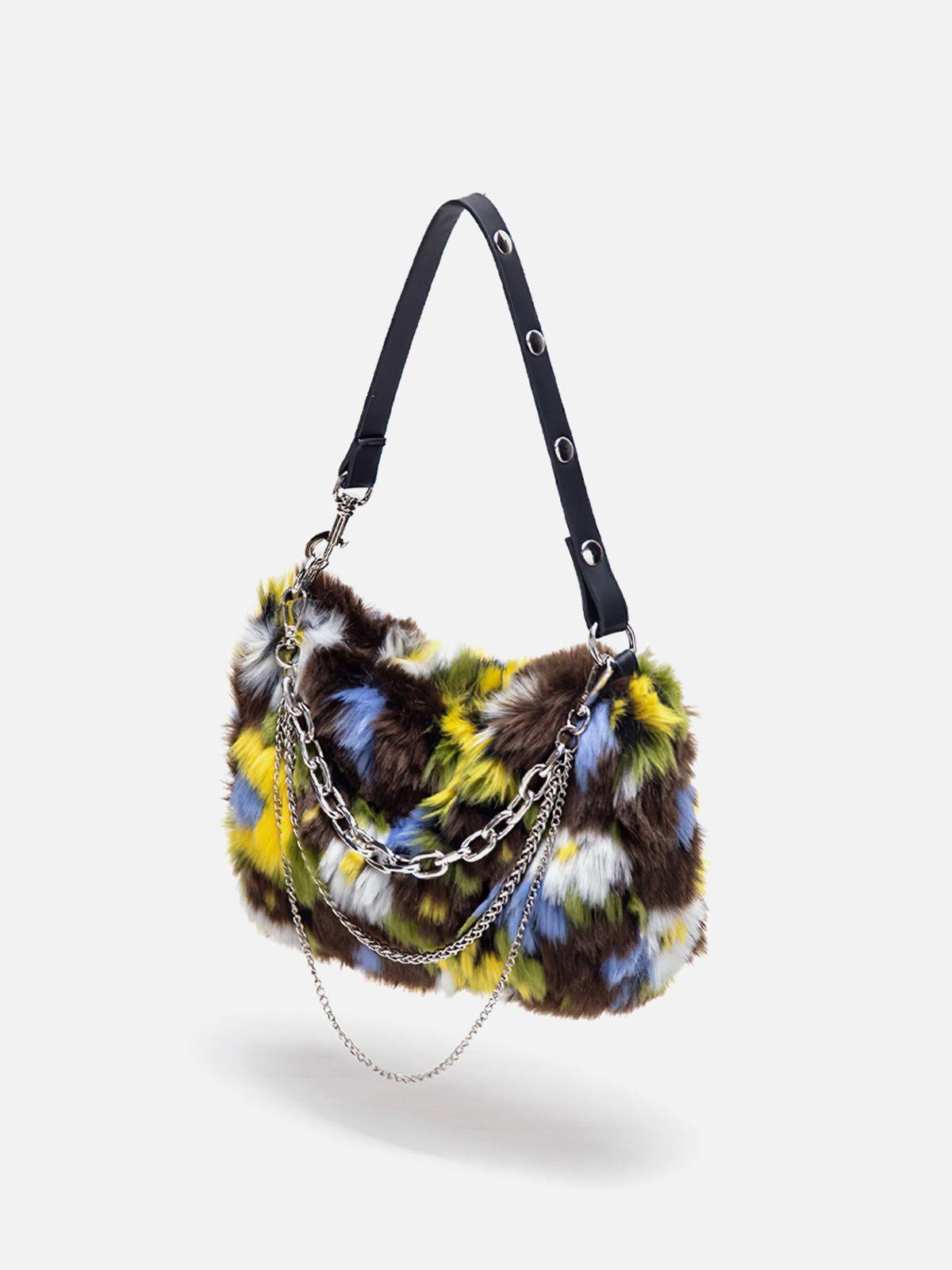 Tntwear® - Fleece Flower Chain Baguette Bag - tntwear1