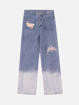 Tntwear® - Gradient Wash Denim Straight Leg Pants - tntwear1