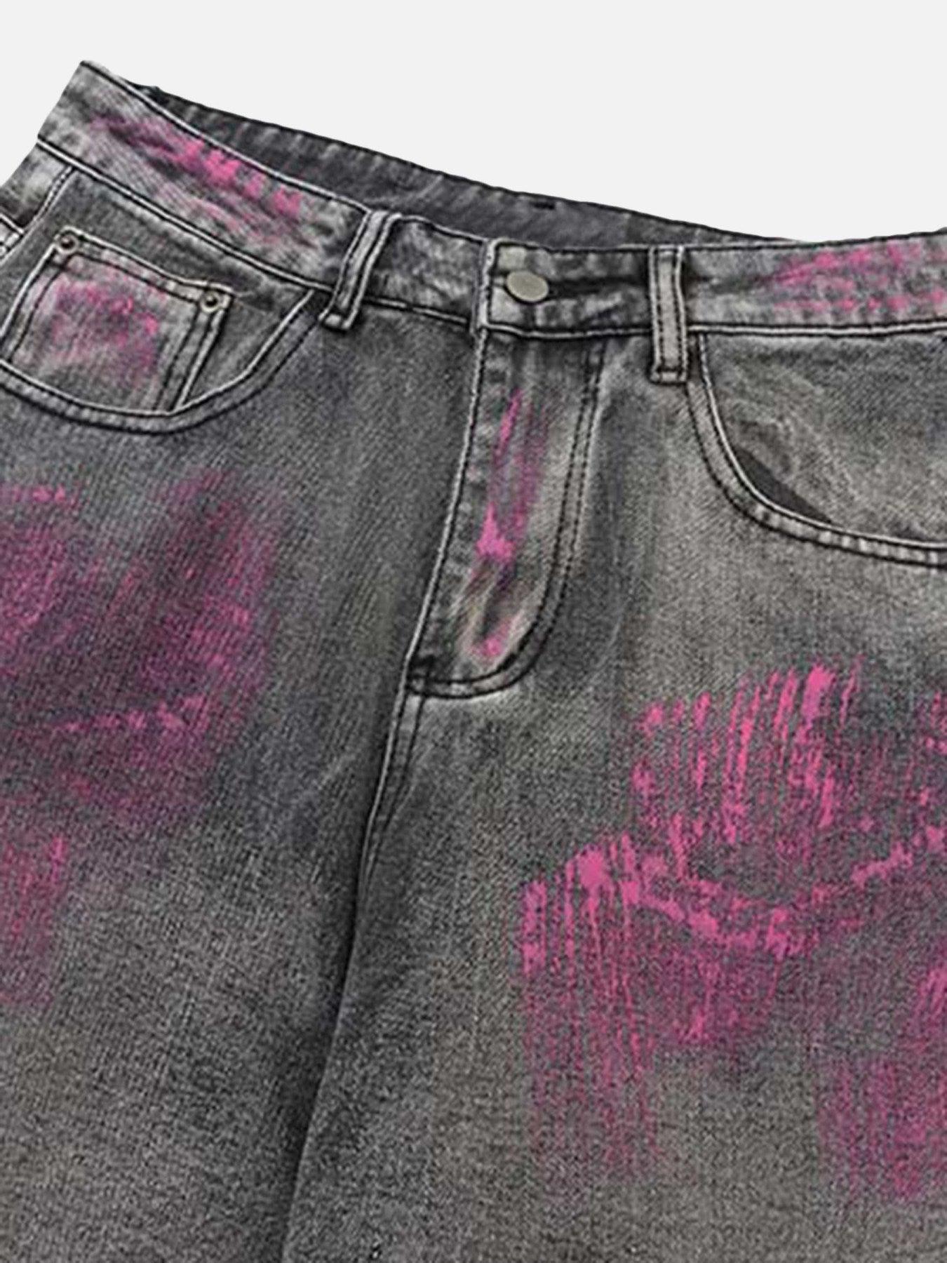 Tntwear® - Graffiti Airbrushed Washed And Distressed Jeans - 1886 - tntwear1