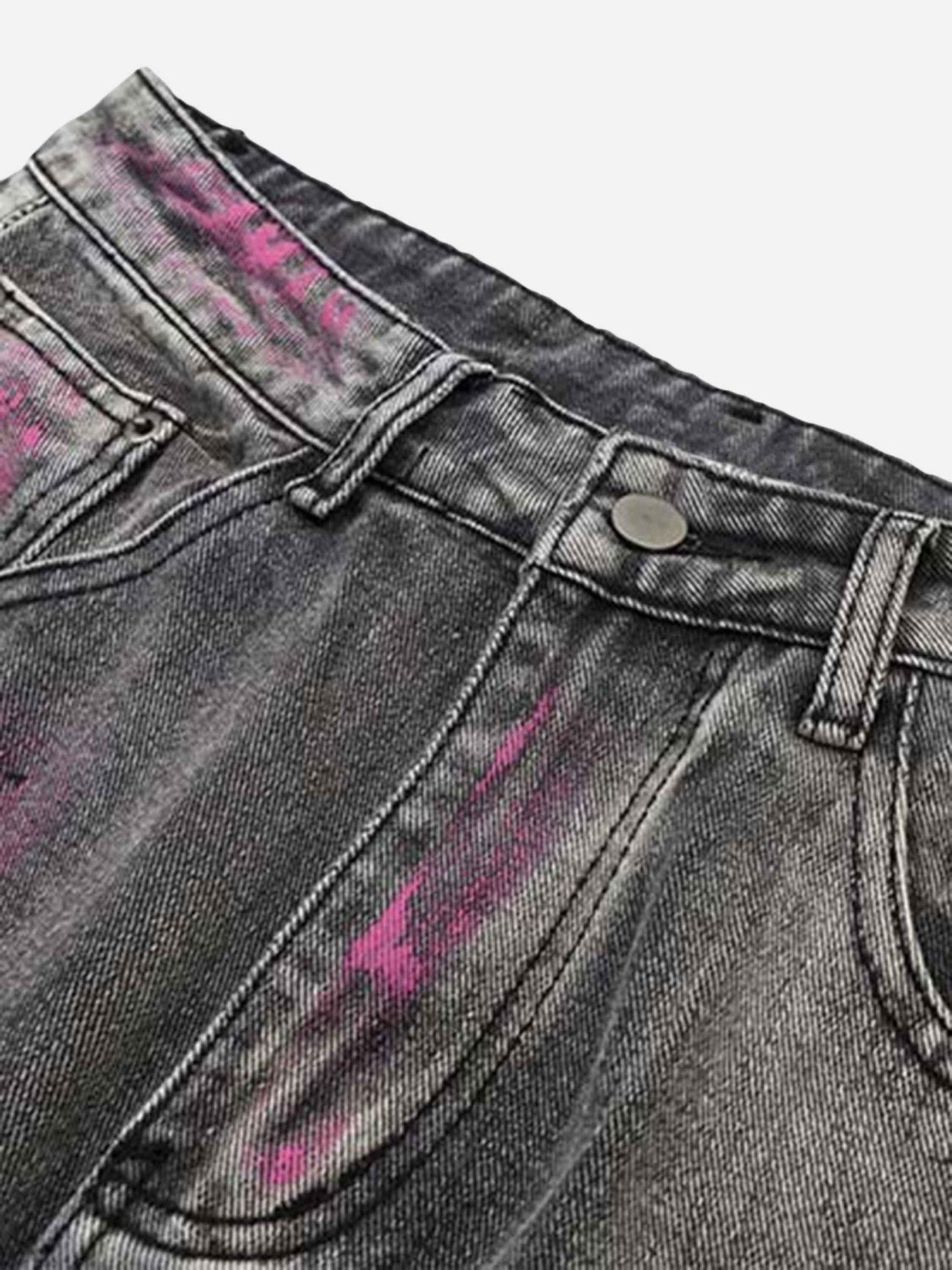 Tntwear® - Graffiti Airbrushed Washed And Distressed Jeans - 1886 - tntwear1