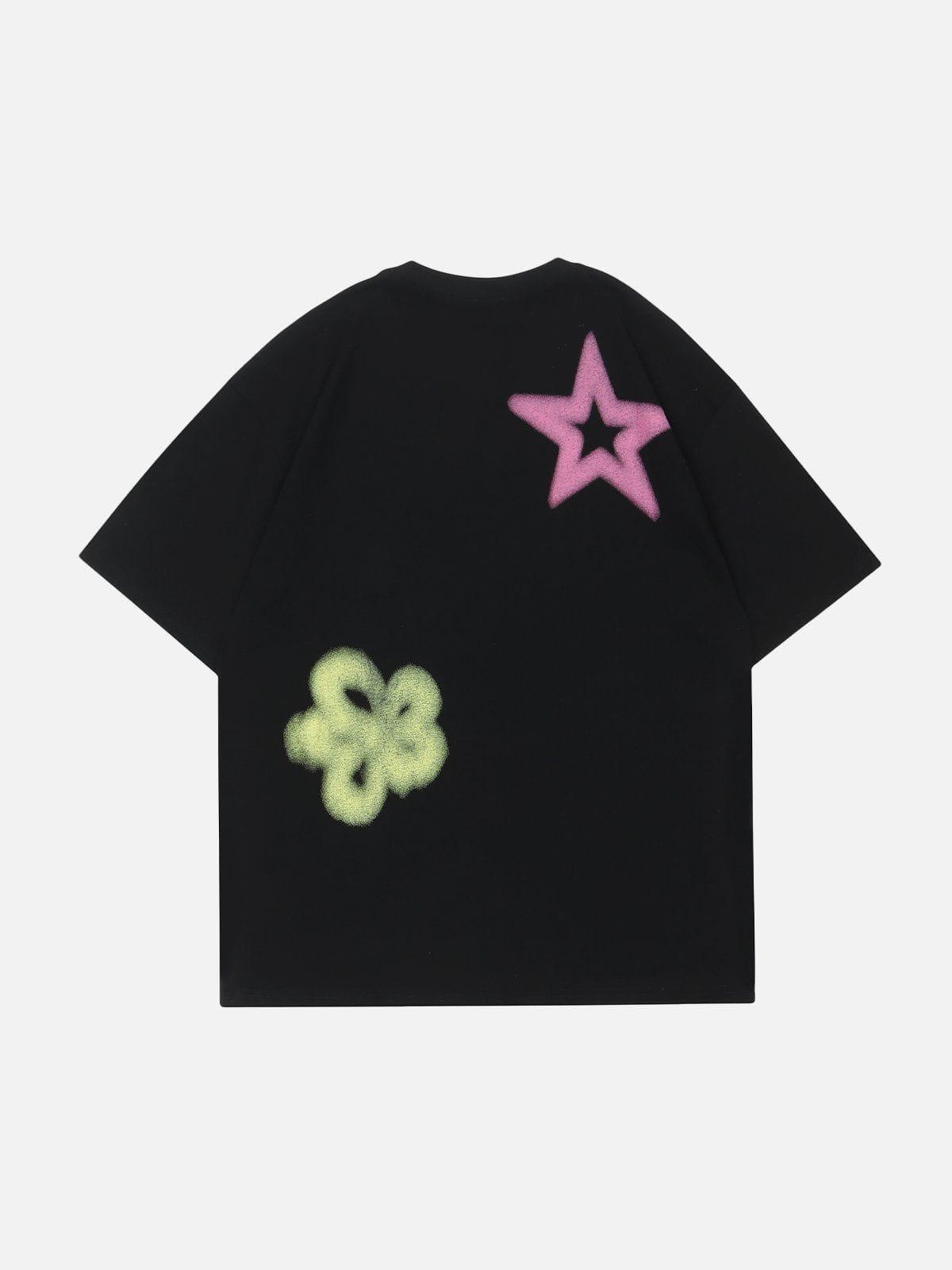 Tntwear® - Graffiti Flowers Print Tee - tntwear1