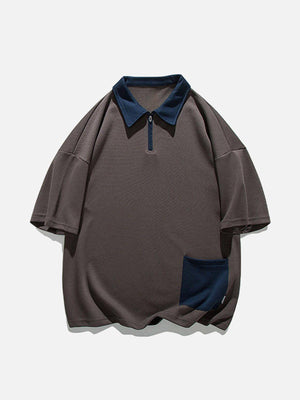 Tntwear® - Hem Pocket Zip Up Polo Tee - tntwear1