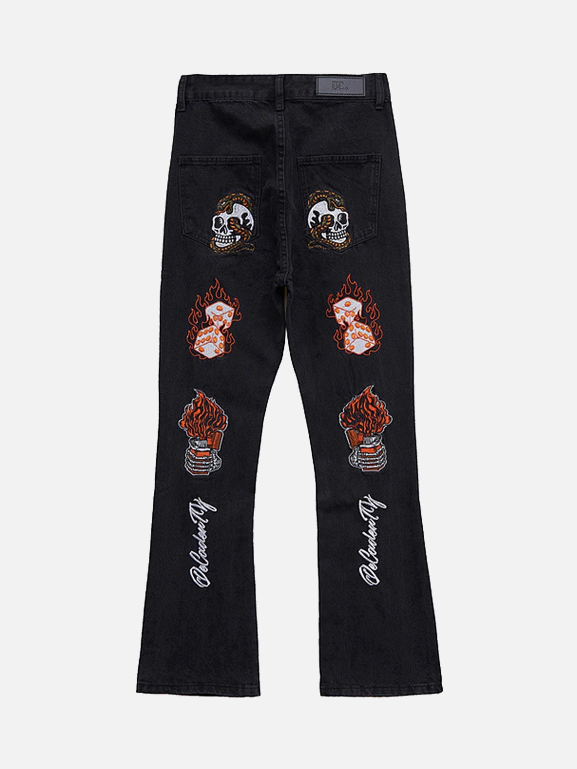 Tntwear® - High Street Embroidery Retro Jeans - 1574 - tntwear1