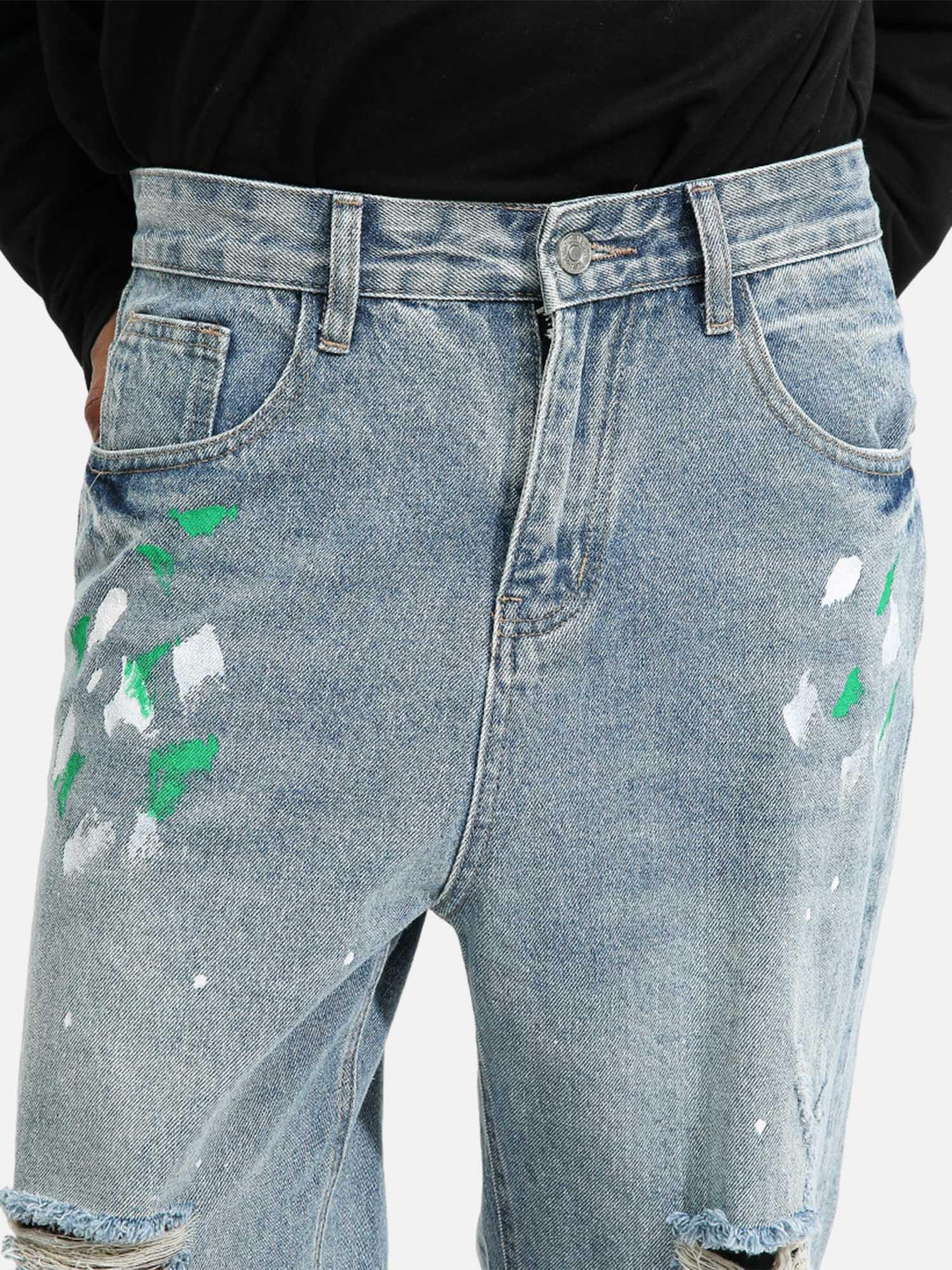 Tntwear® - High Street Personalized Graffiti Ripped Jeans - 1955 - tntwear1