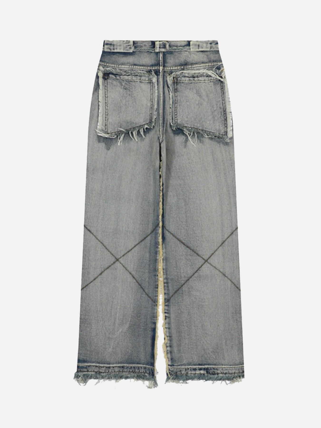 Tntwear® - High Street Washed And Distressed Raw Edge Jeans - tntwear1