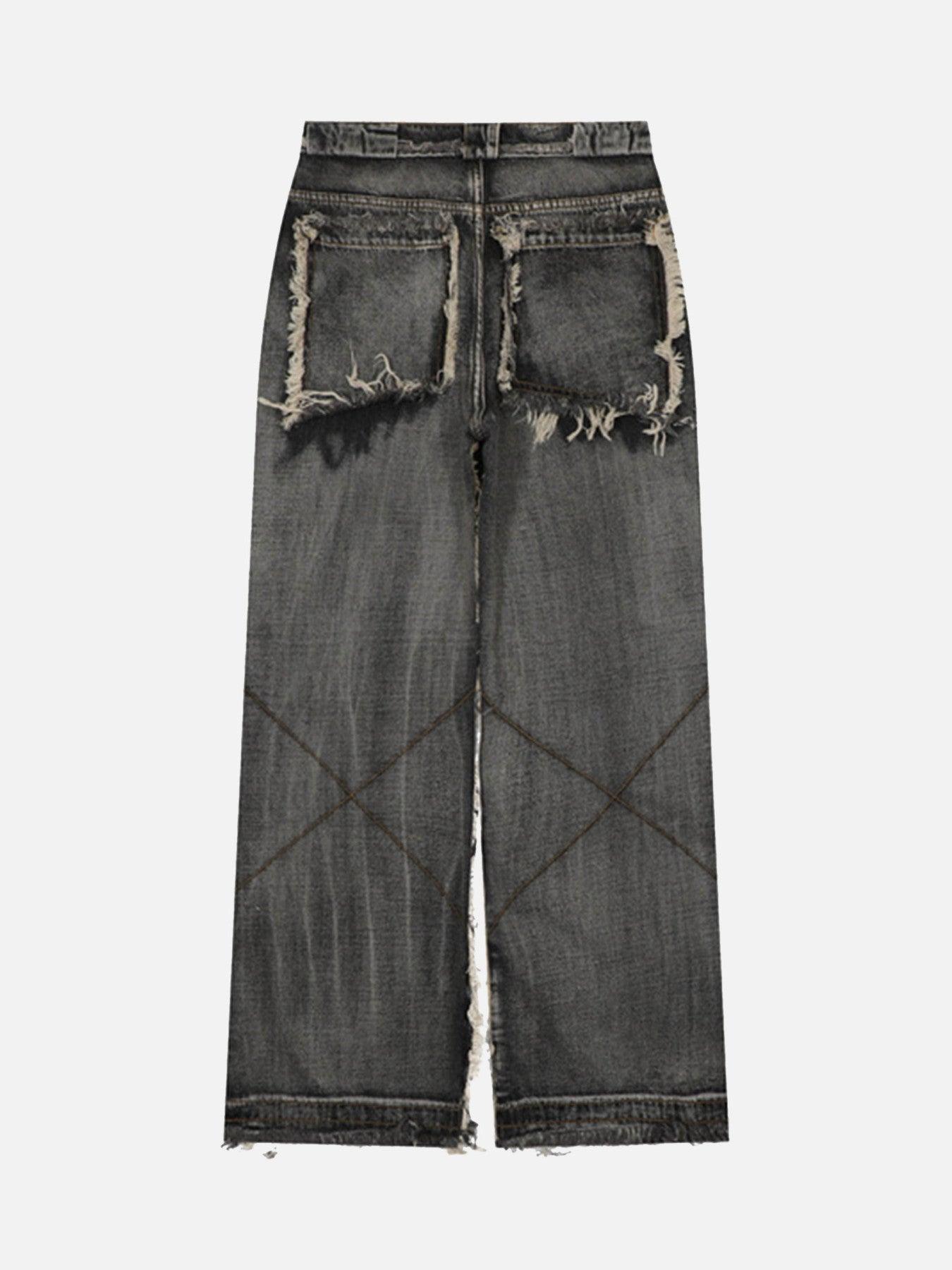 Tntwear® - High Street Washed And Distressed Raw Edge Jeans - tntwear1